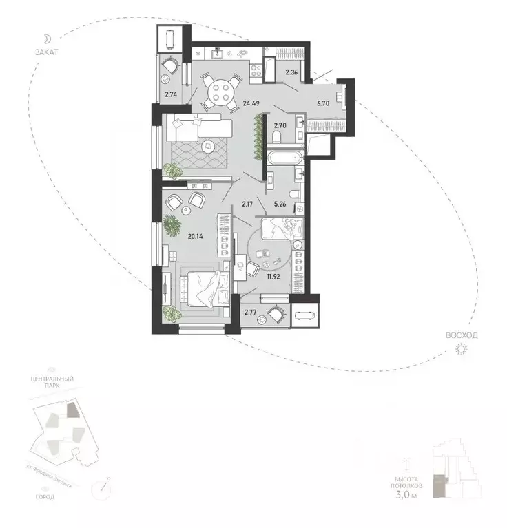 2-к кв. Тульская область, Тула ул. Фридриха Энгельса, 74 (81.25 м) - Фото 1