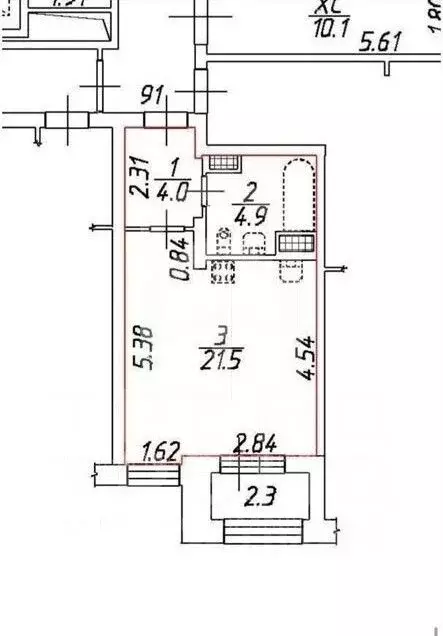 Студия Санкт-Петербург Кронштадтская ул., 13к2 (30.4 м) - Фото 1