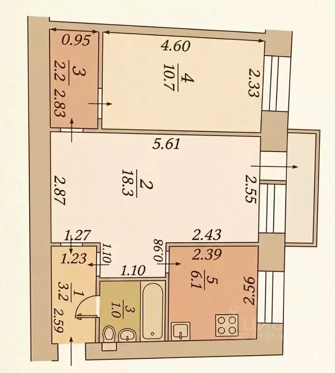 2-к кв. Башкортостан, Уфа Комсомольская ул., 12 (43.5 м) - Фото 2