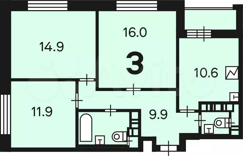 Аукцион: 3-к. квартира, 69,2 м, 22/23 эт. - Фото 1