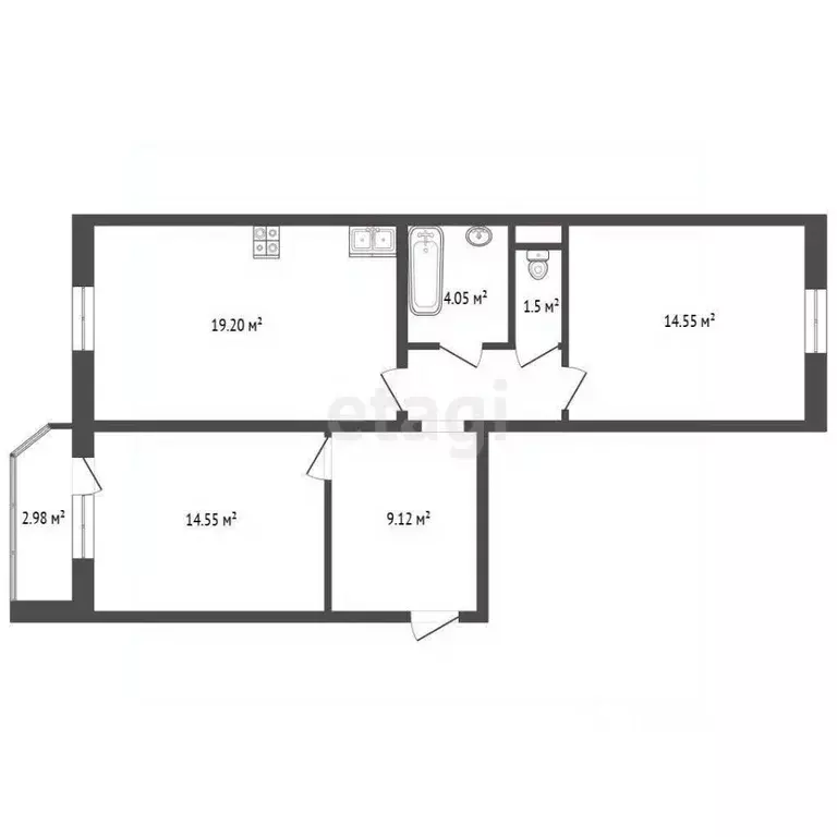 2-к кв. Тюменская область, Тюменский муниципальный округ, д. Дударева ... - Фото 2