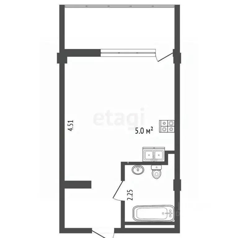 Студия Севастополь ул. Летчиков, 10к4 (35.0 м) - Фото 2