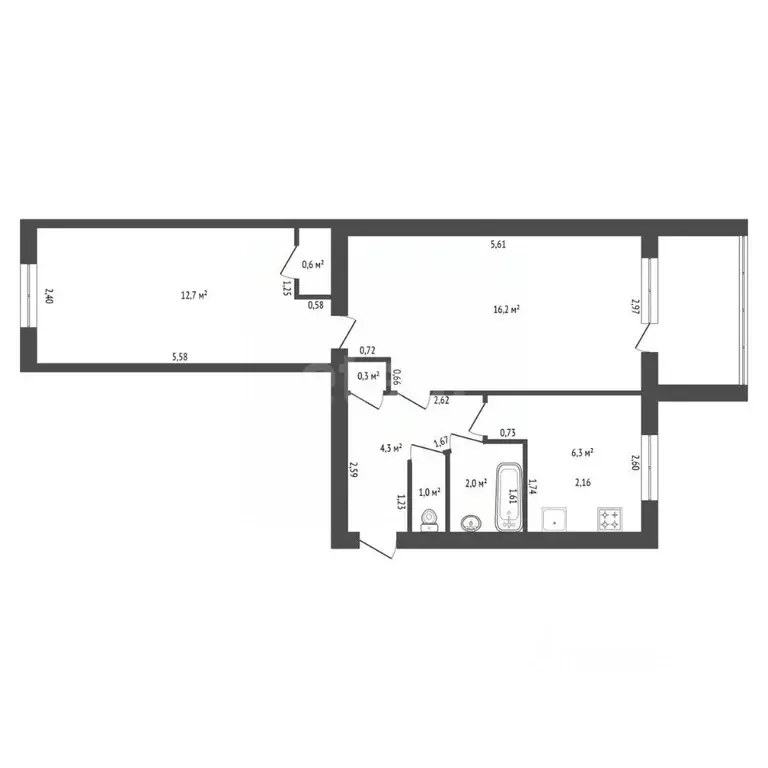 2-к кв. Башкортостан, Уфа ул. Рихарда Зорге, 25 (43.0 м) - Фото 2