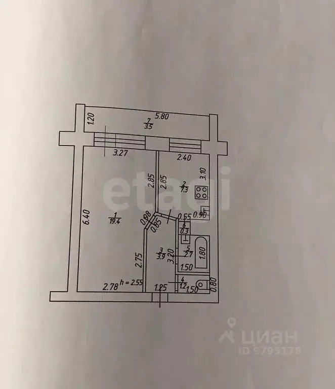 1-к кв. Татарстан, Казань ул. Рихарда Зорге, 48 (34.8 м) - Фото 1