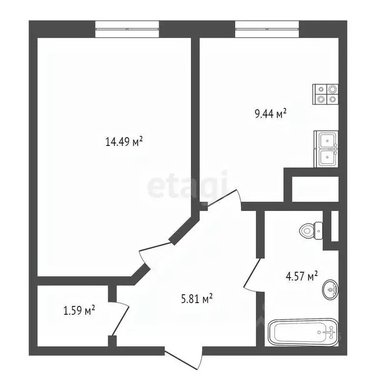 1-к кв. Калужская область, Боровский муниципальный округ, д. Кривское ... - Фото 2