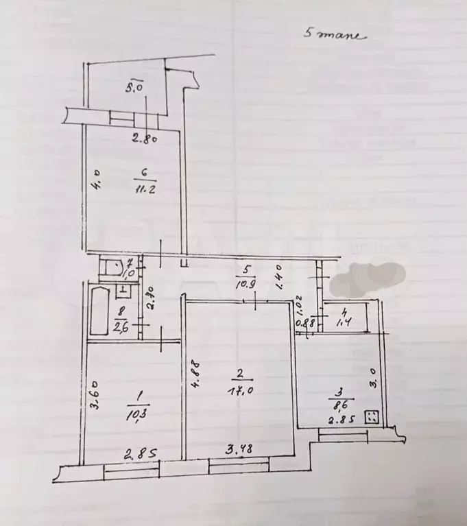 3-к. квартира, 65 м, 5/9 эт. - Фото 0