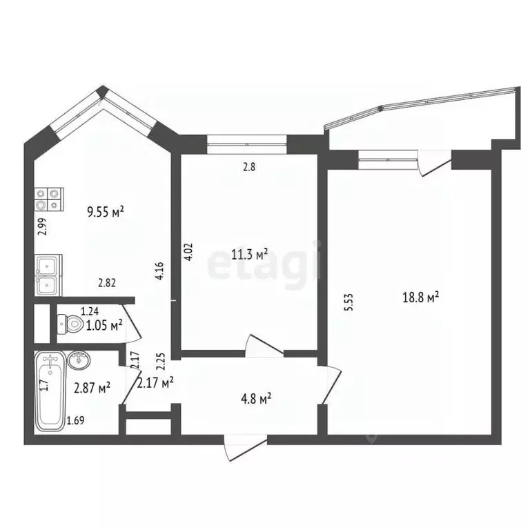 2-к кв. Москва, Москва, Московский г. ул. Никитина, 20 (52.0 м) - Фото 2