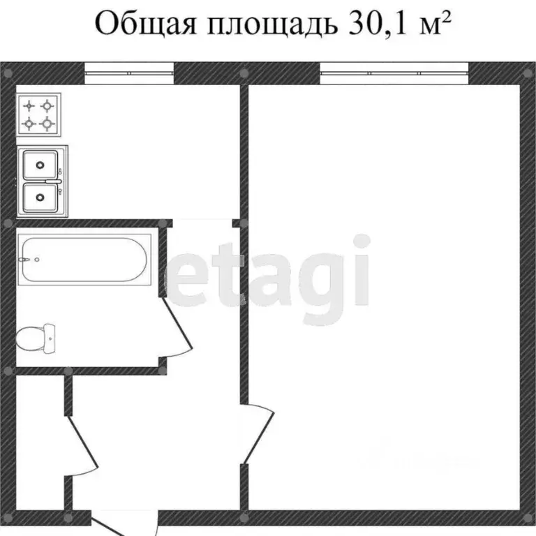 1-к кв. Вологодская область, Вологда ул. Дзержинского, 33 (30.2 м) - Фото 1