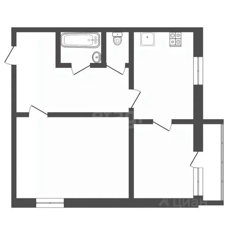 2-к кв. Тульская область, Щекино Учебная ул., 6 (44.3 м) - Фото 1