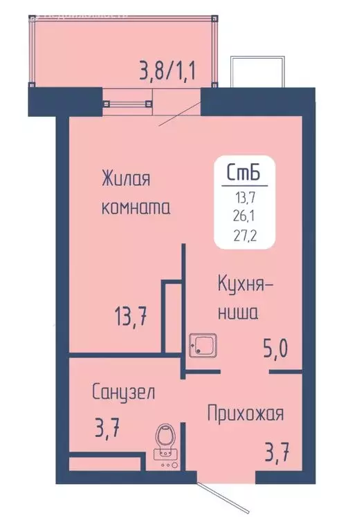Квартира-студия: Красноярск, Свободный проспект, 66Рк1 (27.2 м) - Фото 0