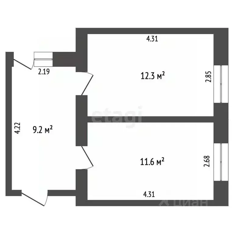 Комната Костромская область, Буй ул. Красной Армии, 8 (33.1 м) - Фото 2