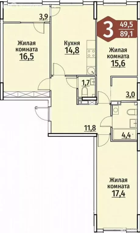 3-комнатная квартира: Чебоксары, улица Энергетиков, 15 (89.1 м) - Фото 0