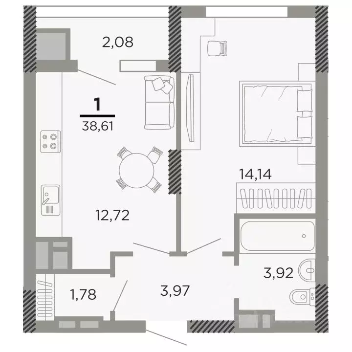 1-к кв. Рязанская область, Рязань Совхозная ул., 6 (38.61 м) - Фото 0