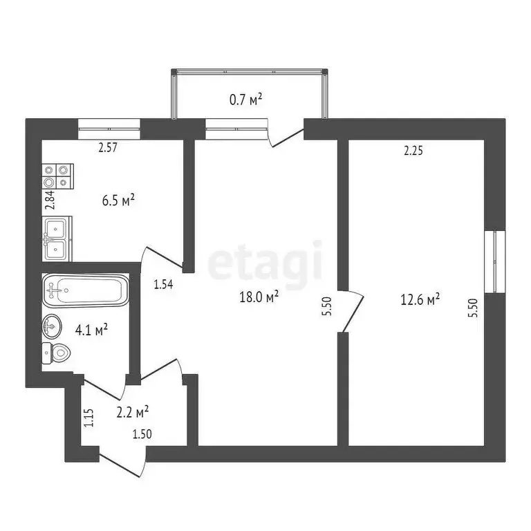 2-комнатная квартира: Евпатория, улица Казаса, 9 (42.2 м) - Фото 1
