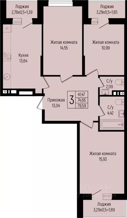 3-к кв. Краснодарский край, Краснодар ул. Михаила Барибана (79.59 м) - Фото 0