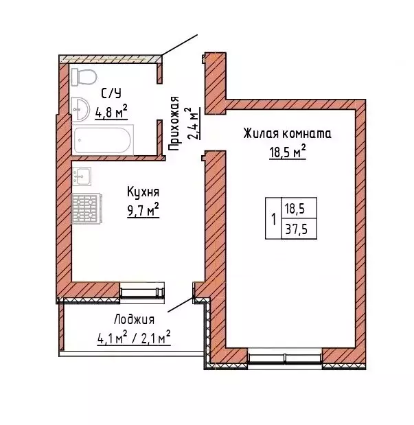 1-комнатная квартира: Самара, Осетинская улица (37.5 м) - Фото 0