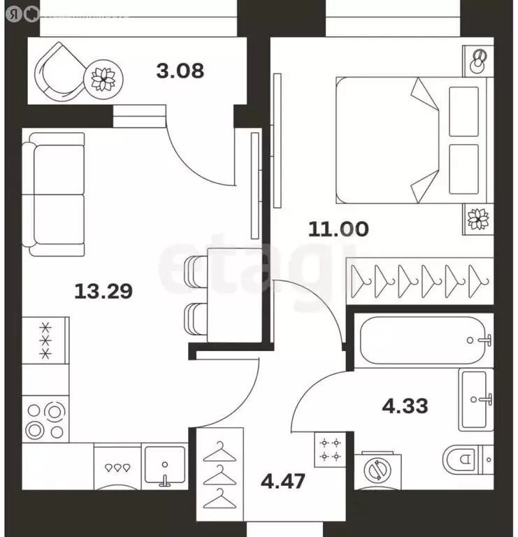 1-комнатная квартира: село Осиновая Гора, улица Героя России ... - Фото 1