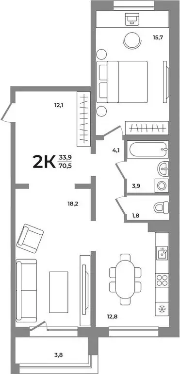 2-комнатная квартира: Новосибирск, Беловежская улица, 1С (71 м) - Фото 0