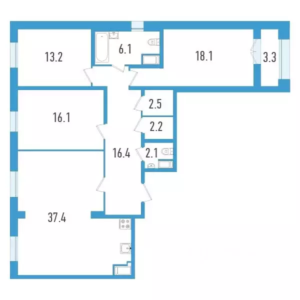3-к кв. Санкт-Петербург ул. Типанова, 22 (115.8 м) - Фото 0