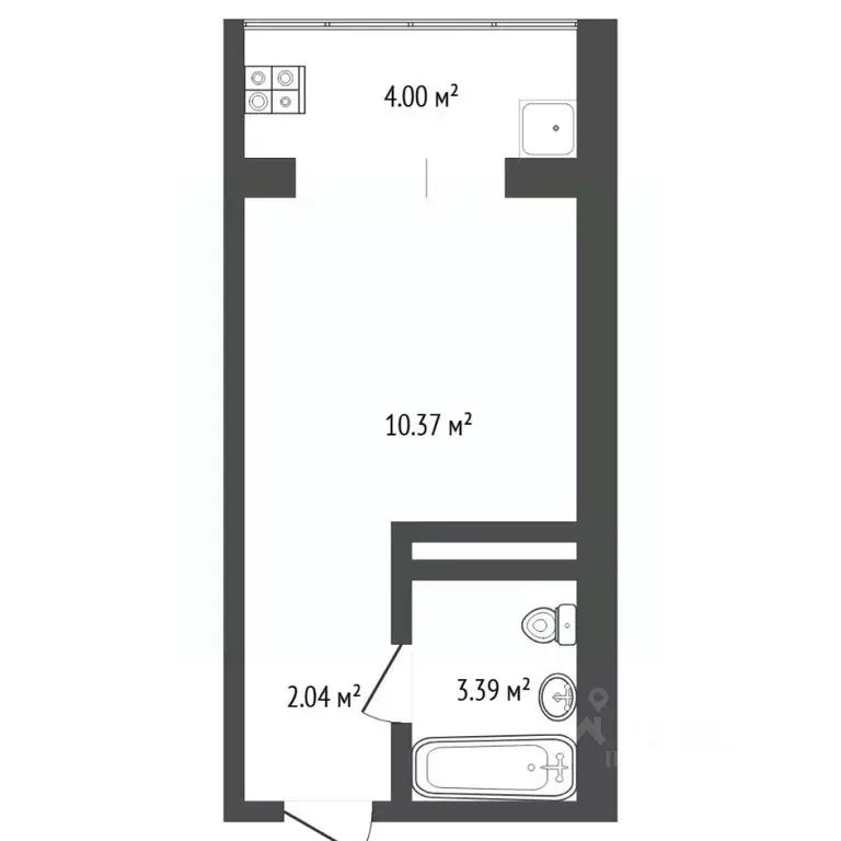 Студия Тюменская область, Тюмень ул. Новоселов, 117 (16.0 м) - Фото 2
