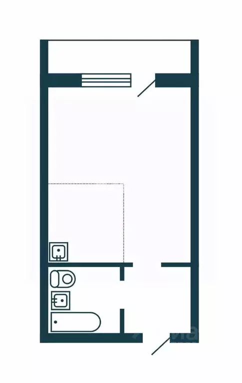Студия Новосибирская область, Новосибирск Кубовая ул., 47/1 (24.4 м) - Фото 2