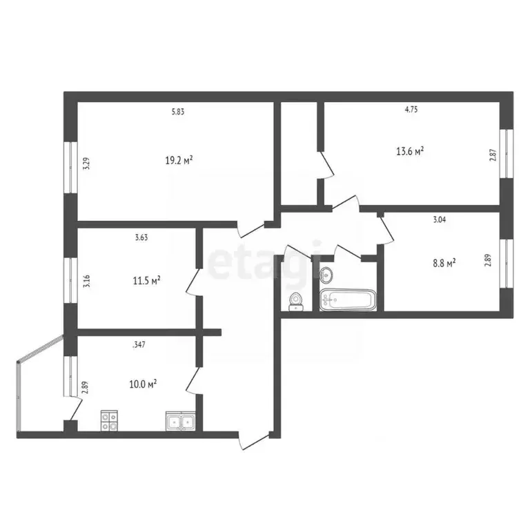 4-к кв. Ханты-Мансийский АО, Сургут ул. Лермонтова, 4/2 (86.4 м) - Фото 1