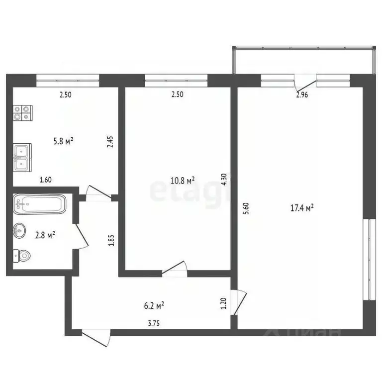 2-к кв. Мордовия, Саранск просп. 60 лет Октября, 65 (43.0 м) - Фото 1
