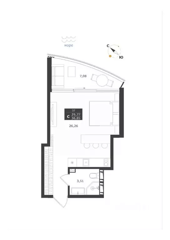 Студия Крым, Алушта муниципальный округ, с. Виноградное ул. Сусловой, ... - Фото 1