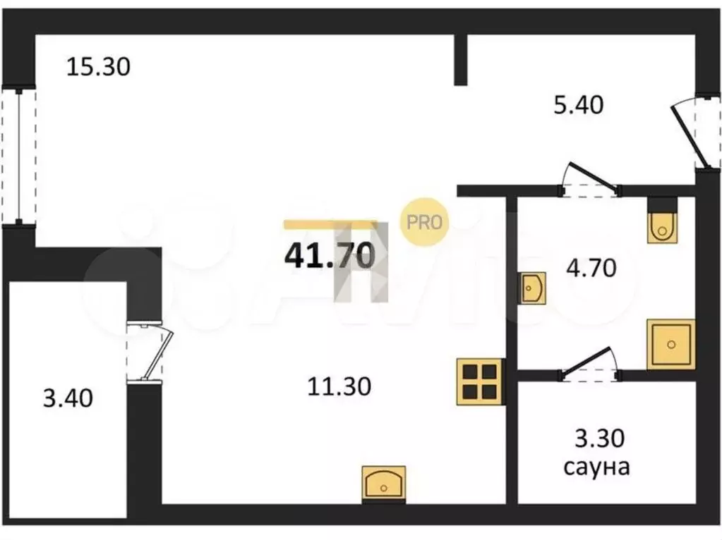Квартира-студия, 41,7 м, 6/13 эт. - Фото 1