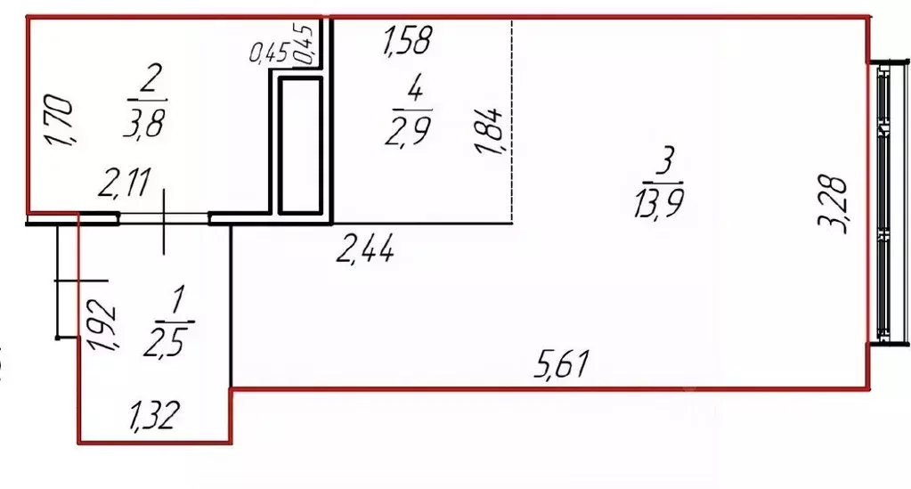 Студия Тюменская область, Тюмень ул. Анатолия Клиндюка, 4к2 (23.1 м) - Фото 2