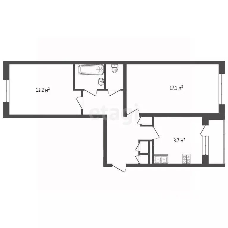 2-к кв. Московская область, Егорьевск ул. 50 лет ВЛКСМ, 8 (53.8 м) - Фото 2