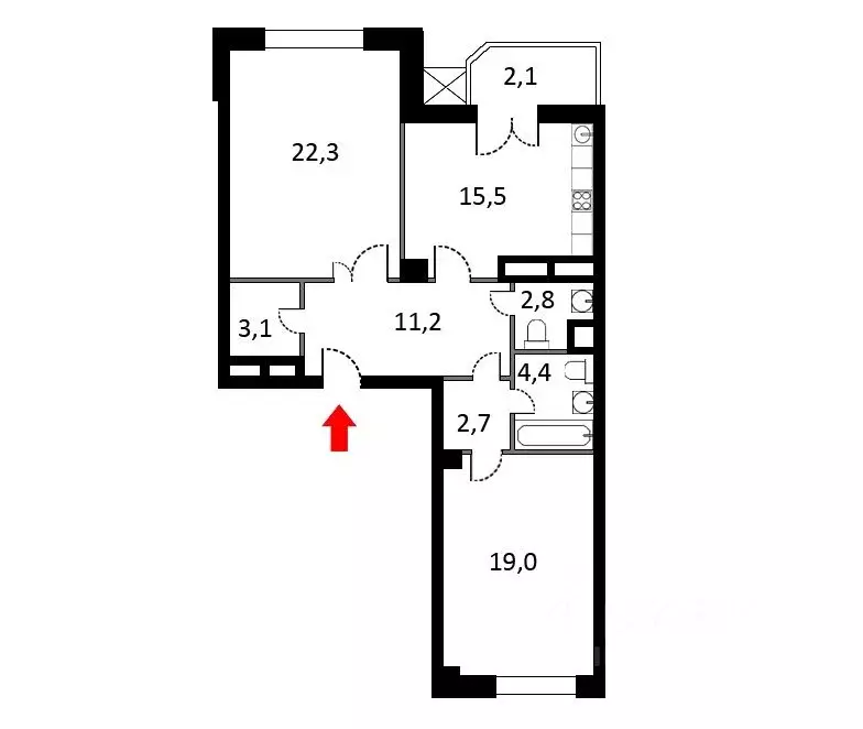 3-к кв. Москва Мосфильмовская ул., 88к2с7 (86.5 м) - Фото 1