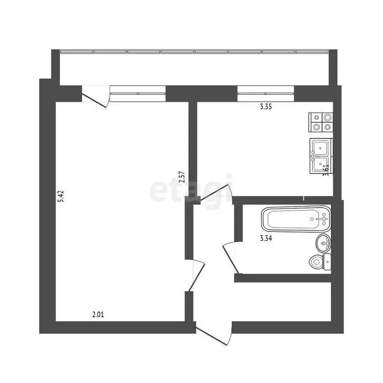1-комнатная квартира: Челябинск, улица Дзержинского, 8 (30 м) - Фото 0