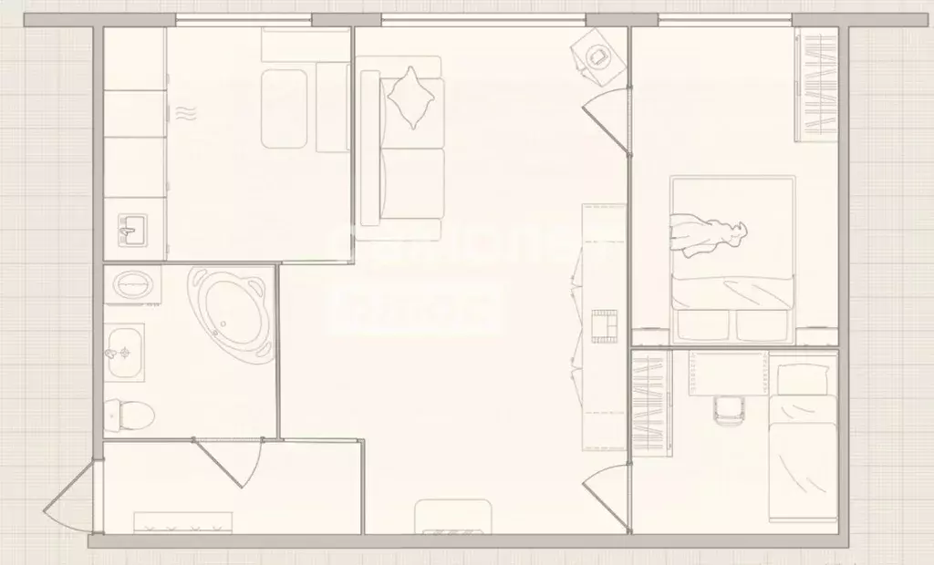 2-к кв. Омская область, Омск Спортивный проезд, 2 (43.1 м) - Фото 2