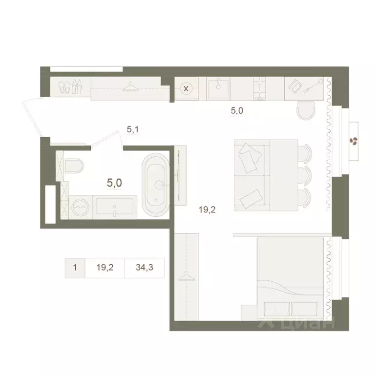 1-к кв. Башкортостан, Уфа Родина Парк жилой комплекс (34.3 м) - Фото 1