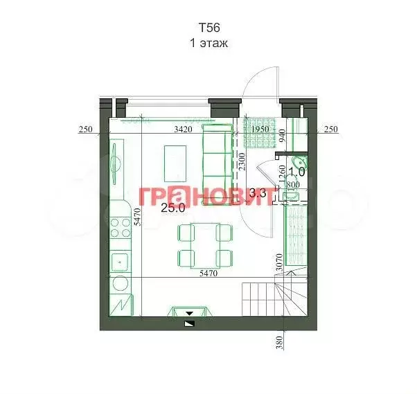 2-к. квартира, 54 м, 2/2 эт. - Фото 0