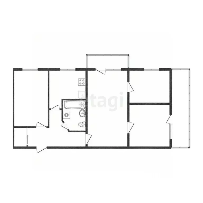 4-к кв. Иркутская область, Иркутск Первомайский мкр, 71 (60.9 м) - Фото 2