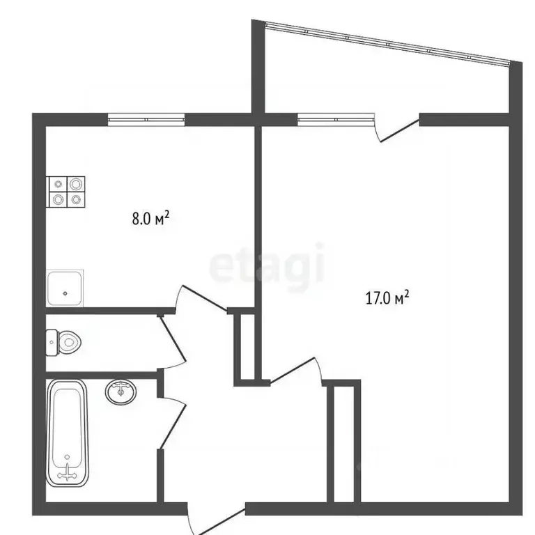 1-к кв. Челябинская область, Озерск ул. Монтажников, 52 (33.5 м) - Фото 2