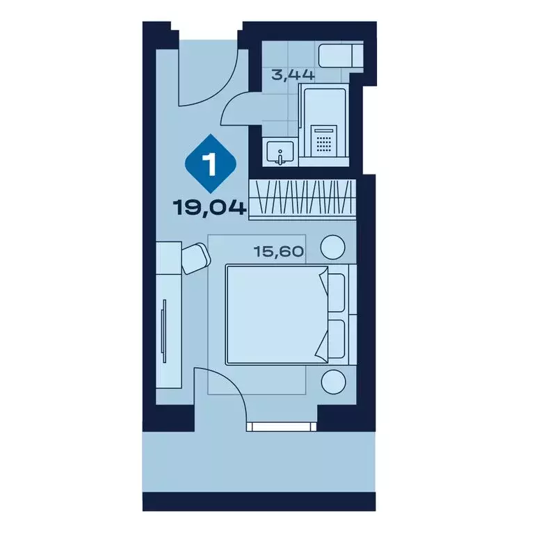 1-комнатная квартира: Челябинская область, Миасс (19.04 м) - Фото 0