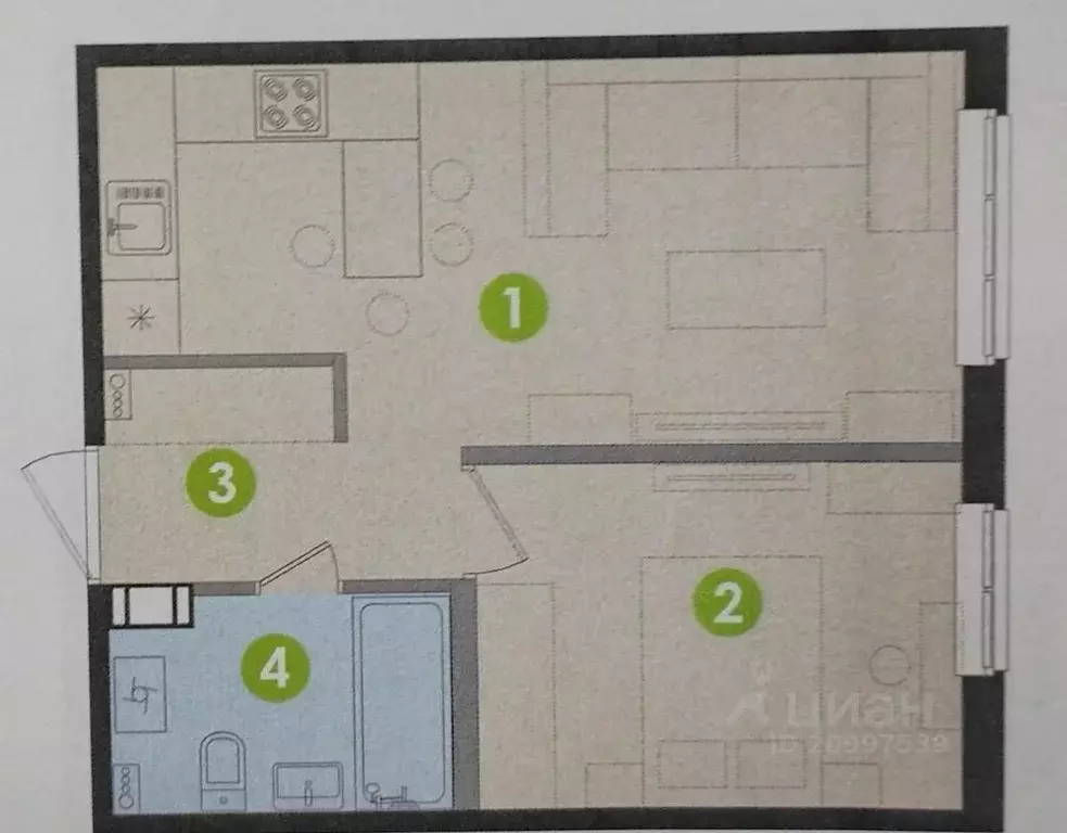 1-к кв. Новгородская область, Великий Новгород ул. Вересова, 5 (37.8 ... - Фото 2