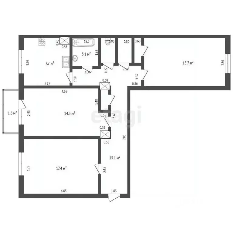 3-к кв. Самарская область, Самара Ново-Вокзальная ул., 9 (77.1 м) - Фото 1