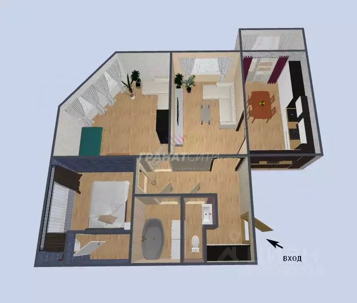 3-к кв. Омская область, Омск ул. Масленникова, 203/1 (97.4 м) - Фото 1