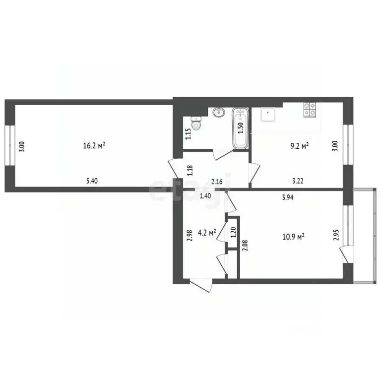 2-к кв. Тамбовская область, Тамбов ул. Дмитрия Карбышева, 9 (47.0 м) - Фото 1