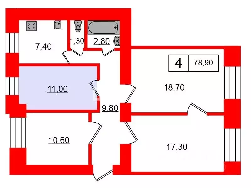 Комната Санкт-Петербург Заневский просп., 7/7 (11.0 м) - Фото 1