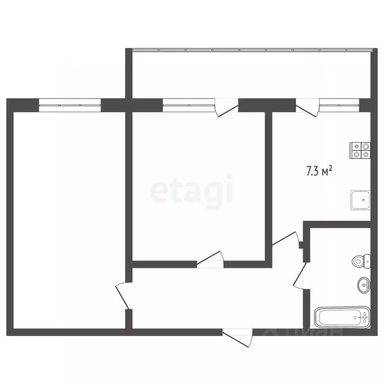 2-к кв. Пермский край, Пермь ул. Докучаева, 44 (43.1 м) - Фото 1
