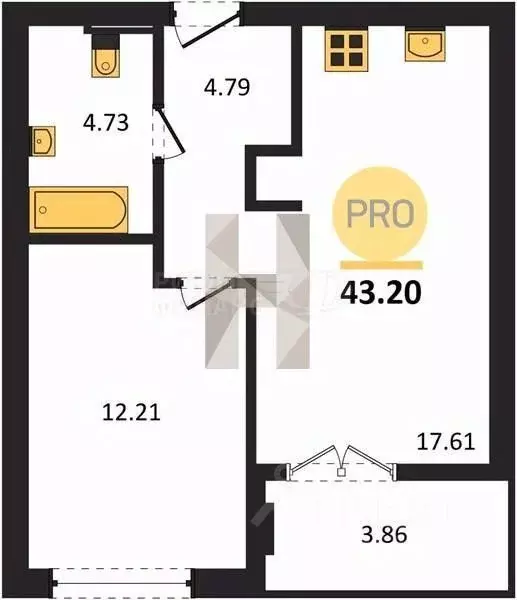 1-к кв. Калининградская область, Гурьевск Включи жилой комплекс (46.86 ... - Фото 1
