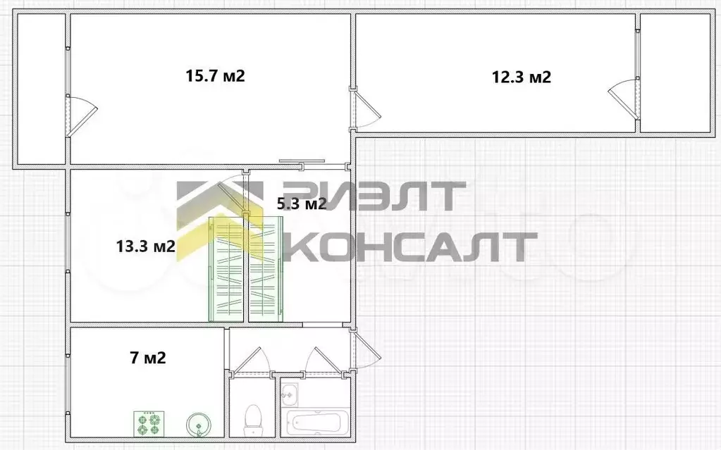 3-к. квартира, 58,8 м, 4/9 эт. - Фото 0