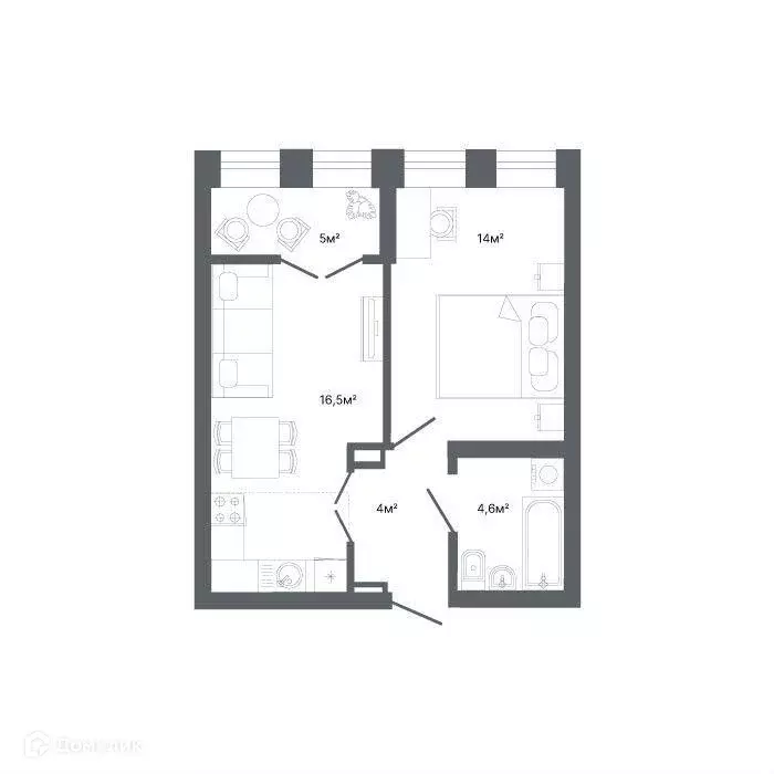 Продаётся 1-к квартира, 42.8 м - Фото 1