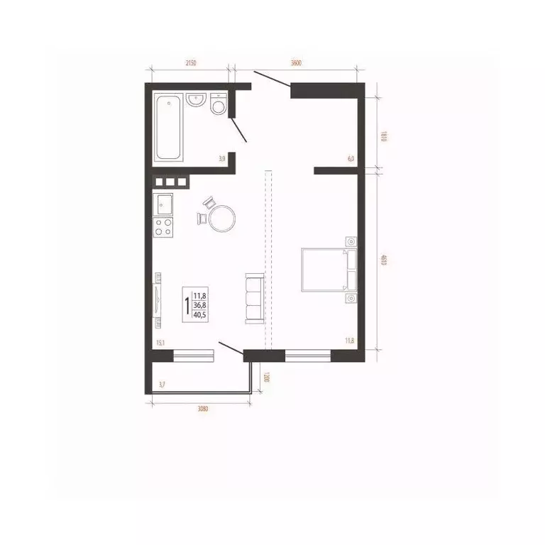 1-к кв. Иркутская область, Иркутск Сарафановская ул. (40.5 м) - Фото 1