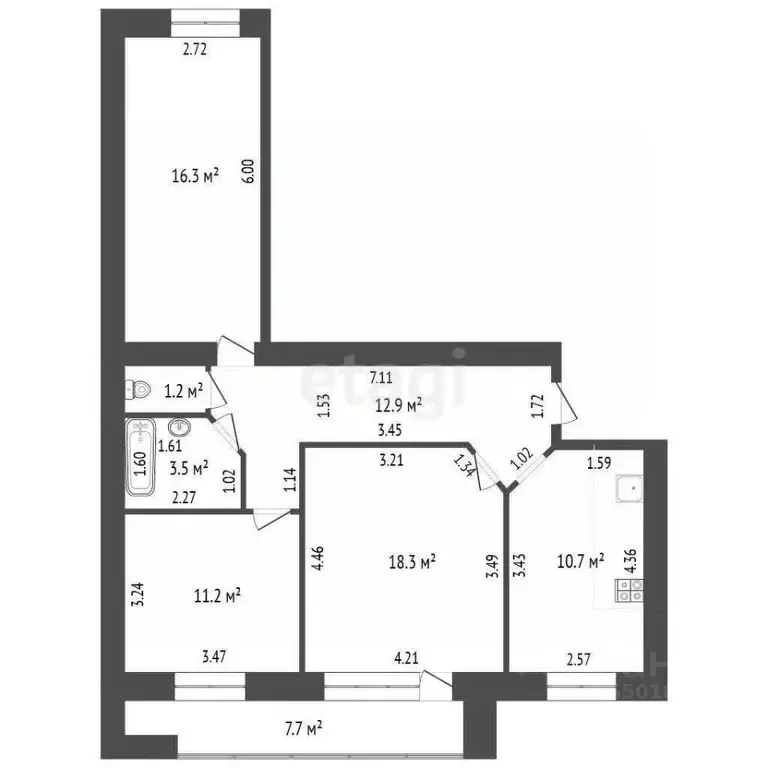 3-к кв. Самарская область, Самара ул. Мориса Тореза, 101а (75.0 м) - Фото 1